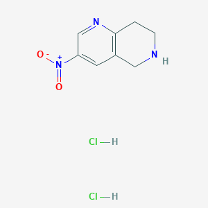Chemical structure of 3-Nitro-5,6,7,8-tetrahydro-1,6-naphthyridine dihydrochloride