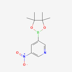 Chemical structure of 3-Nitro-5-(4,4,5,5-tetramethyl-1,3,2-dioxaborolan-2-yl)pyridine