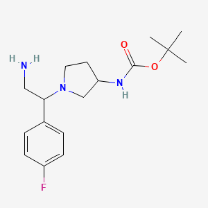 Chemical structure of 3-N-BOC-AMINO-1-[2-AMINO-1-(4-FLUORO-PHENYL)-ETHYL]-PYRROLIDINE