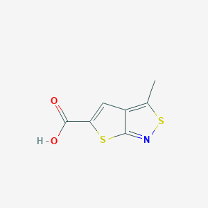 Chemical structure of 3-methylthieno[2,3-c]isothiazole-5-carboxylicacid