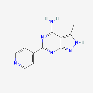 Chemical structure of 3-Methyl-6-(pyridin-4-yl)-1H-pyrazolo[3,4-d]pyrimidin-4-amine