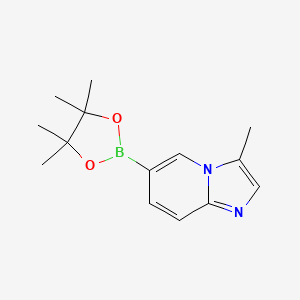 Chemical structure of 3-Methyl-6-(4,4,5,5-tetramethyl-1,3,2-dioxaborolan-2-yl)imidazo[1,2-a]pyridine