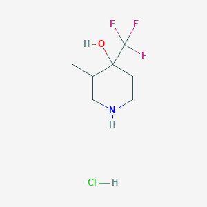 Chemical structure of 3-Methyl-4-(trifluoromethyl)piperidin-4-ol hydrochloride