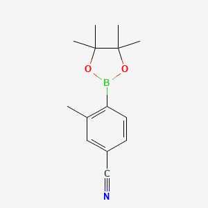 Chemical structure of 3-Methyl-4-(4,4,5,5-tetramethyl-1,3,2-dioxaborolan-2-yl)benzonitrile