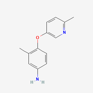 Chemical structure of 3-Methyl-4-((6-methylpyridin-3-yl)oxy)aniline