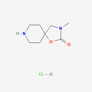 Chemical structure of 3-methyl-1-oxa-3,8-diazaspiro[4.5]decan-2-one hydrochloride