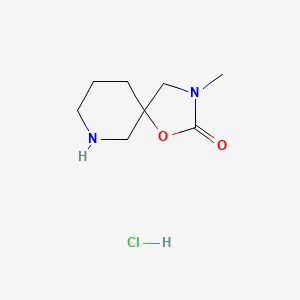 Chemical structure of 3-methyl-1-oxa-3,7-diazaspiro[4.5]decan-2-one hydrochloride