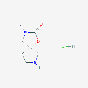 Chemical structure of 3-methyl-1-oxa-3,7-diazaspiro[4.4]nonan-2-one hydrochloride