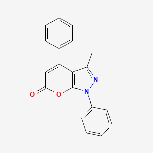 Chemical structure of 3-Methyl-1,4-diphenylpyrano[2,3-c]pyrazol-6-one