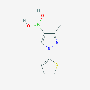 Chemical structure of 3-Methyl-1-(2-thienyl)pyrazole-4-boronic acid