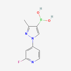 Chemical structure of 3-Methyl-1-(2-fluoropyridin-4-yl)pyrazole-4-boronic acid