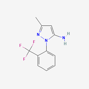 Chemical structure of 3-Methyl-1-(2-(trifluoromethyl)phenyl)-1H-pyrazol-5-amine