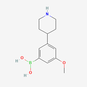 Chemical structure of 3-Methoxy-5-(piperidin-4-yl)phenylboronic acid