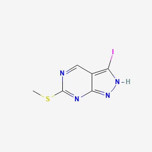 Chemical structure of 3-Iodo-6-(methylthio)-1H-pyrazolo[3,4-d]pyrimidine