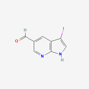 Chemical structure of 3-Iodo-1H-pyrrolo[2,3-b]pyridine-5-carbaldehyde