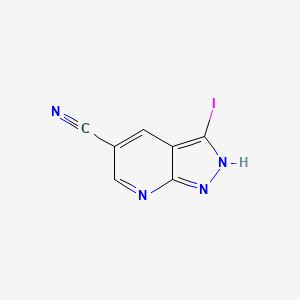 Chemical structure of 3-Iodo-1H-pyrazolo[3,4-b]pyridine-5-carbonitrile