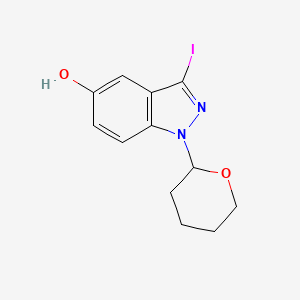 Chemical structure of 3-iodo-1-(tetrahydro-2H-pyran-2-yl)-1H-indazol-5-ol