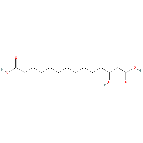 Chemical structure of 3-Hydroxytetradecanedioic acid