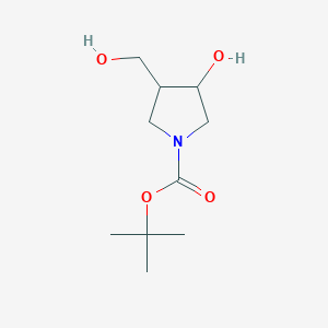 Chemical structure of 3-Hydroxy-4-Hydroxymethyl-Pyrrolidine-1-Carboxylic Acid Tert-Butyl Ester