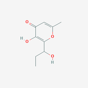 Chemical structure of 3-hydroxy-2-(1-hydroxypropyl)-6-methyl-4H-pyran-4-one
