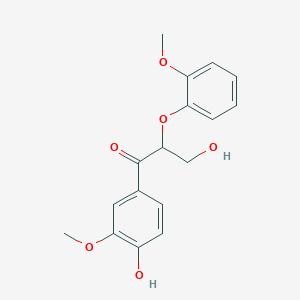 Chemical structure of 3-hydroxy-1-(4-hydroxy-3-methoxyphenyl)-2-(2-methoxyphenoxy)propan-1-one