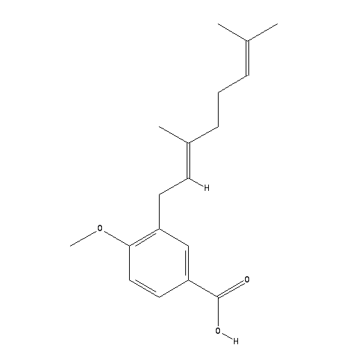 Chemical structure of 3-Geranyl-4-methoxybenzoic acid