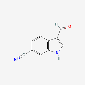 Chemical structure of 3-Formyl-1H-indole-6-carbonitrile