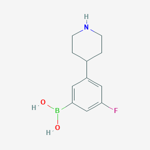 Chemical structure of 3-Fluoro-5-(piperidin-4-yl)phenylboronic acid