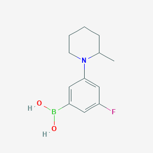 Chemical structure of 3-Fluoro-5-(2-methyl-1-piperidyl)phenylboronic Acid