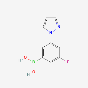 Chemical structure of 3-Fluoro-5-(1H-pyrazol-1-yl)phenylboronic acid
