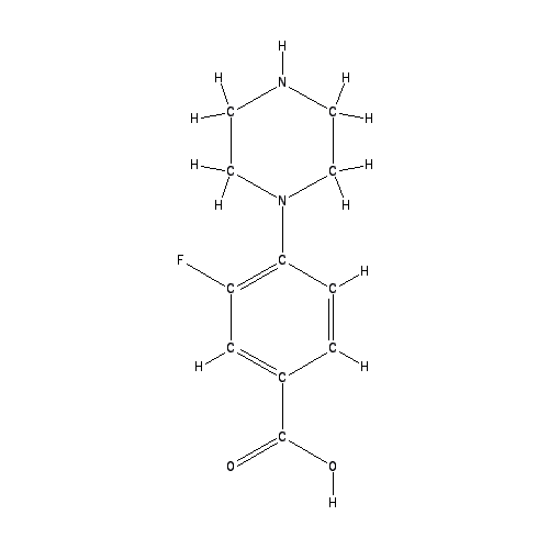 Chemical structure of 3-Fluoro-4-piperazinobenzoic Acid