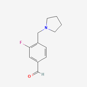 Chemical structure of 3-Fluoro-4-(pyrrolidin-1-ylmethyl)benzaldehyde