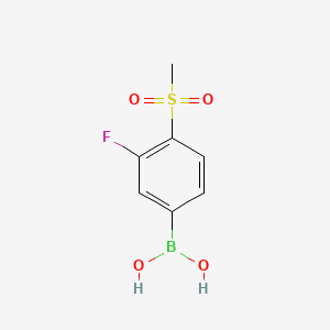Chemical structure of 3-Fluoro-4-(methylsulfonyl)phenylboronic Acid