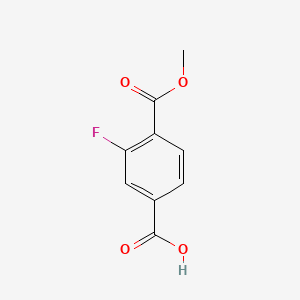 Chemical structure of 3-Fluoro-4-(methoxycarbonyl)benzoic acid