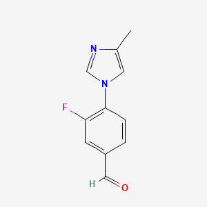 Chemical structure of 3-Fluoro-4-(4-methyl-1H-imidazol-1-yl)benzaldehyde