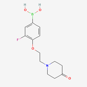 Chemical structure of 3-Fluoro-4-(2-(4-oxopiperidin-1-yl)ethoxy)phenylboronic acid