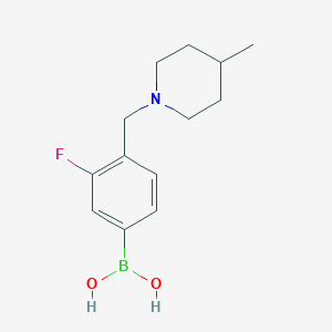 Chemical structure of 3-Fluoro-4-((4-methylpiperidin-1-yl)methyl)phenylboronic acid