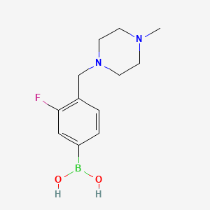 Chemical structure of 3-Fluoro-4-((4-methylpiperazin-1-yl)methyl)phenylboronic acid