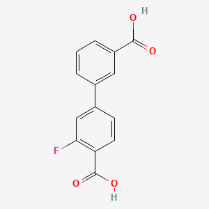 Chemical structure of 3'-Fluoro-[1,1'-biphenyl]-3,4'-dicarboxylic acid