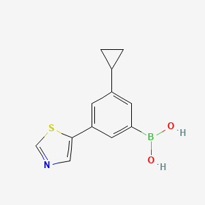 Chemical structure of 3-Cyclopropyl-5-(thiazol-5-yl)phenylboronic acid