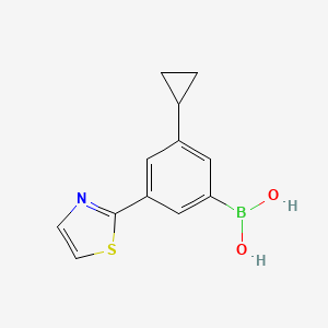 Chemical structure of 3-Cyclopropyl-5-(thiazol-2-yl)phenylboronic acid