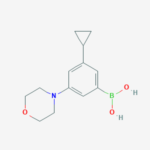 Chemical structure of 3-Cyclopropyl-5-(morpholino)phenylboronic acid