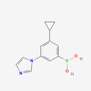 Chemical structure of 3-Cyclopropyl-5-(imidazol-1-yl)phenylboronic acid