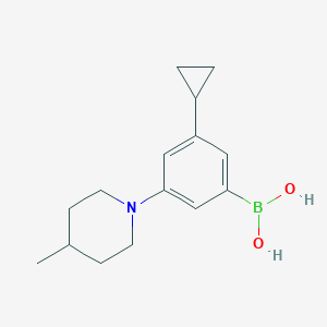 Chemical structure of 3-Cyclopropyl-5-(4-methylpiperidin-1-yl)phenylboronic acid