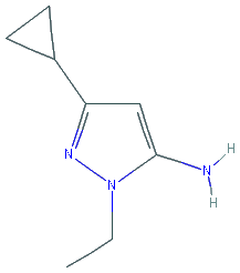 Chemical structure of 3-Cyclopropyl-1-ethyl-1H-pyrazol-5-amine