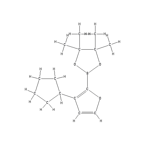 Chemical structure of 3-Cyclopentylfuran-2-boronic acid pinacol ester