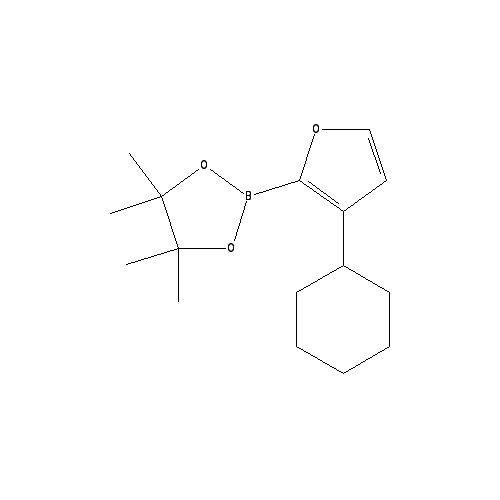 Chemical structure of 3-Cyclohexylfuran-2-boronic acid pinacol ester