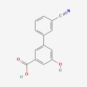 Chemical structure of 3-Cyano-5-hydroxy-[1,1-biphenyl]-3-carboxylic acid