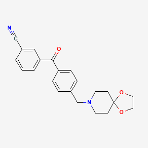 Chemical structure of 3-cyano-4'-[8-(1,4-dioxa-8-azaspiro[4.5]decyl)methyl]benzophenone