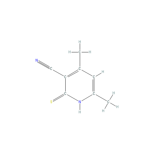 Chemical structure of 2-Mercapto-4,6-dimethylnicotinonitrile